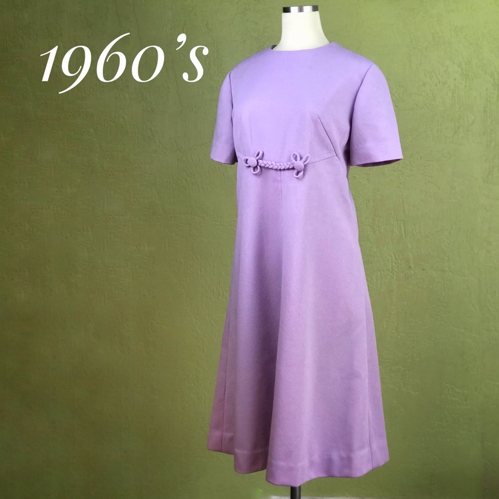 VINTAGE 1960s Lilac Lavender Purple Midi Day Dress